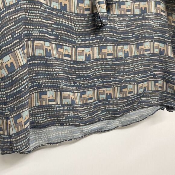 Calypso St Barth Ruffle Neck Popover Blouse Tie Neck  Mint / Beige Small‎ - Picture 8 of 15